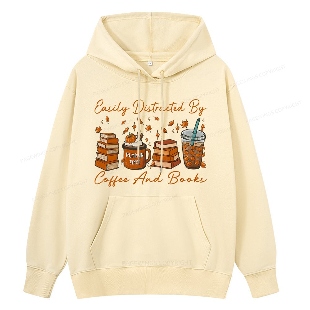 Pagewings Easily Distracted By Coffee And Books Unisex Classic Hoodie