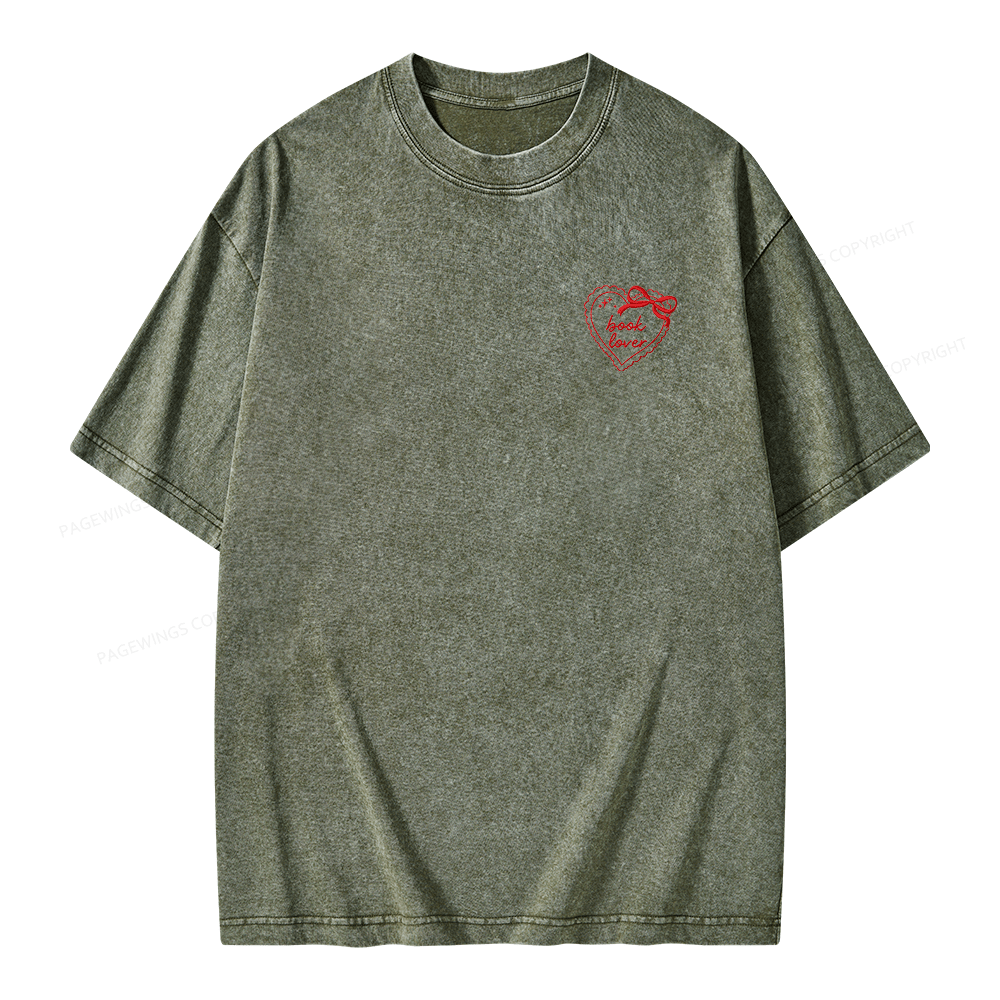 Pagewings Embroidered Book Lover Unisex Washed T-shirt