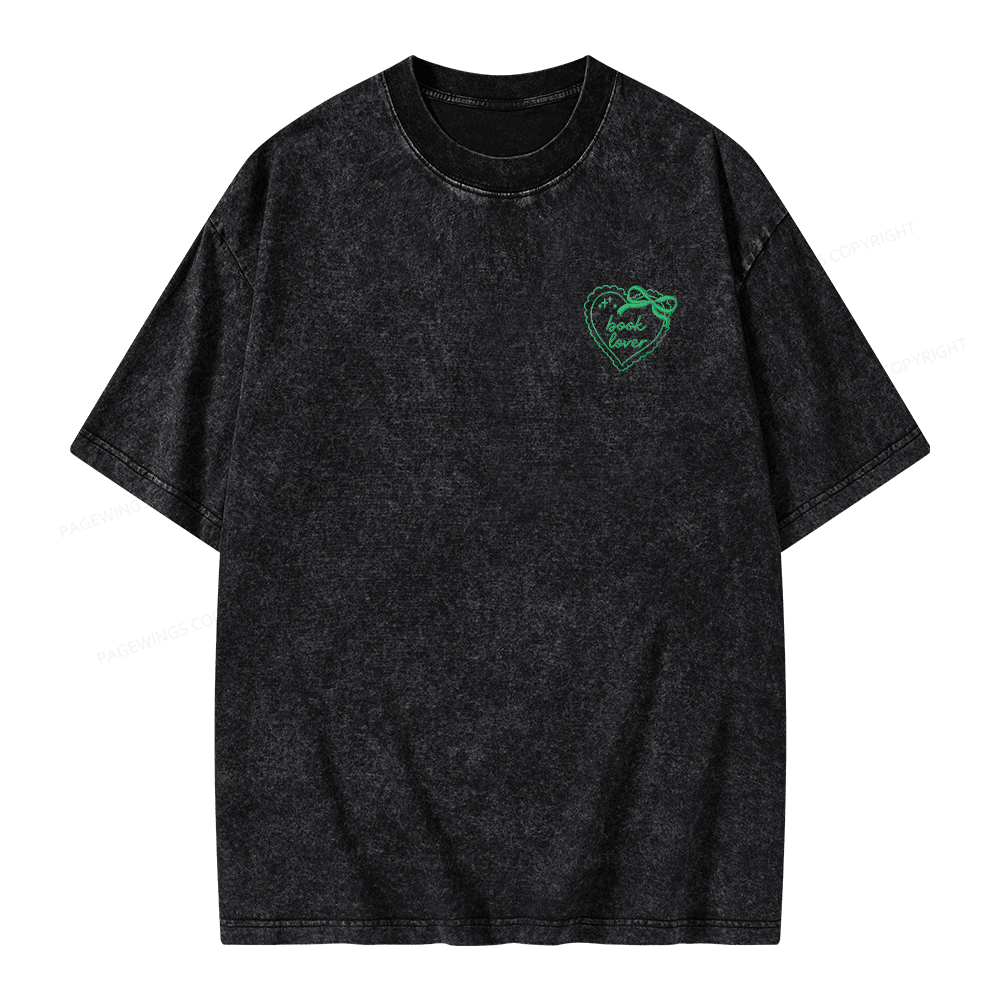Pagewings Embroidered Book Lover Unisex Washed T-shirt