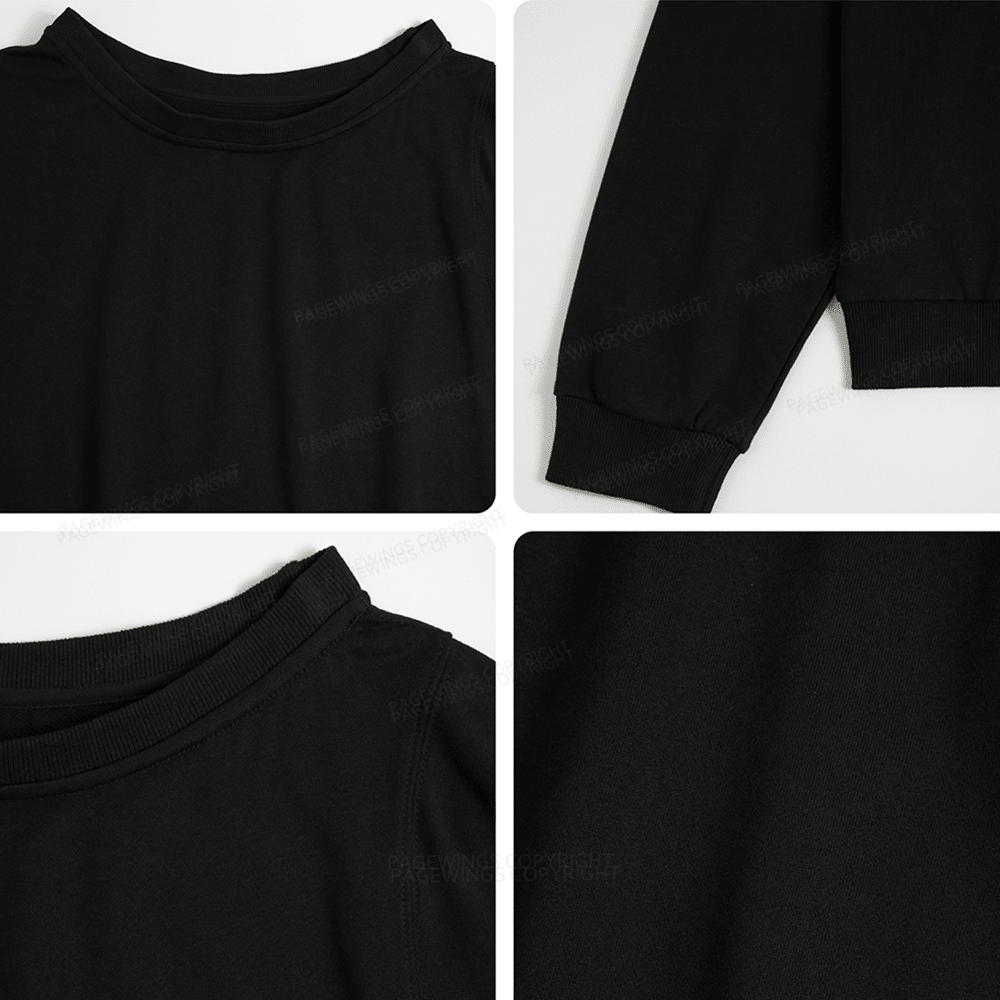 Pagewings Embroidered Book Lover Women Off Shoulder Sweatshirt