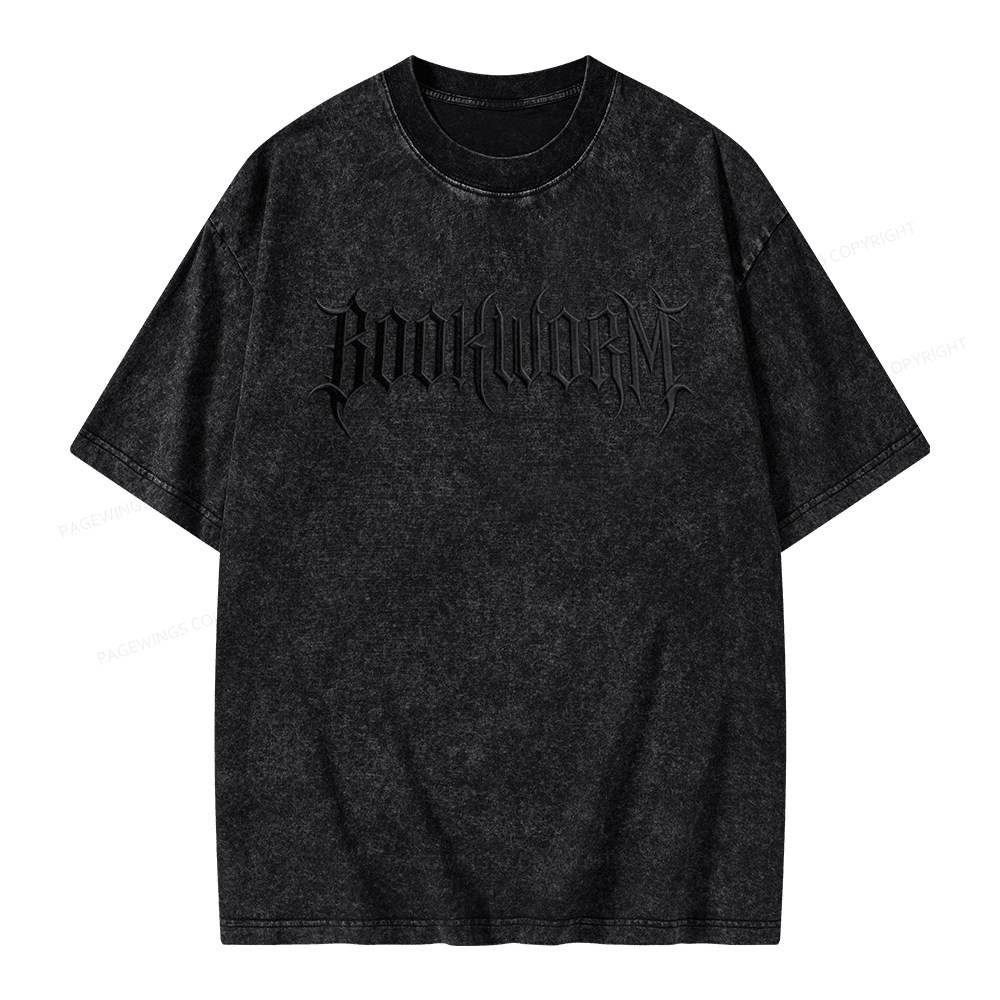 Pagewings Embroidered Bookworm Unisex Washed T-shirt