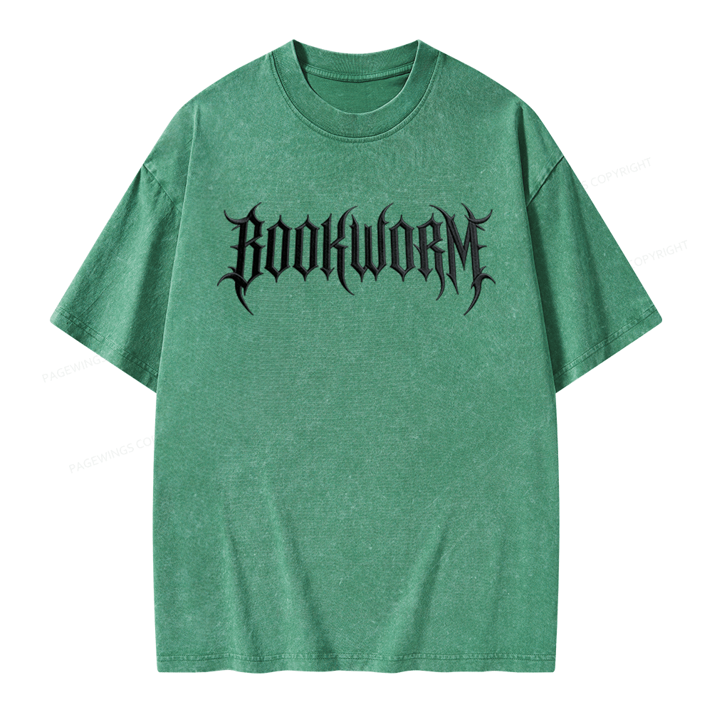 Pagewings Embroidered Bookworm Unisex Washed T-shirt