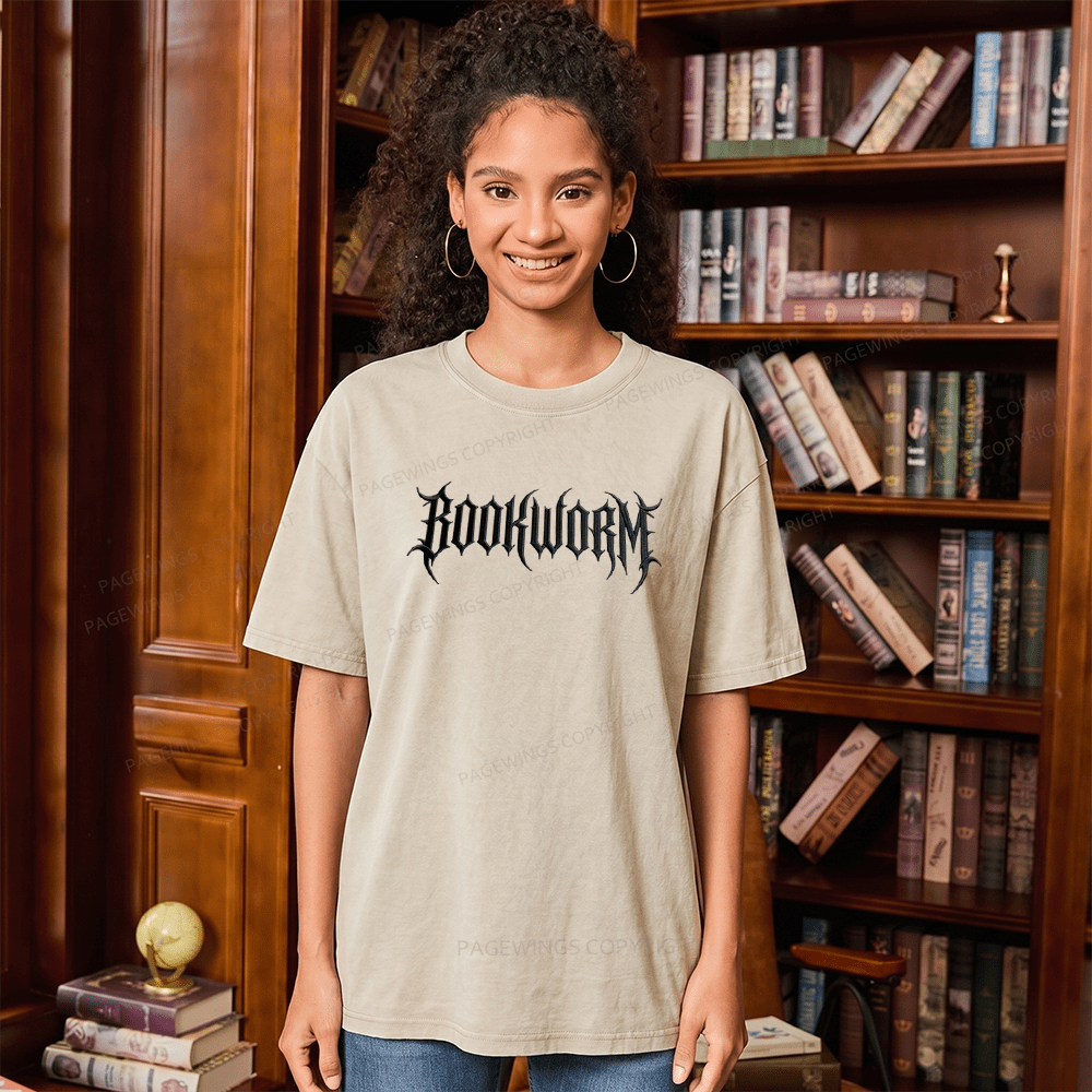 Pagewings Embroidered Bookworm Unisex Washed T-shirt