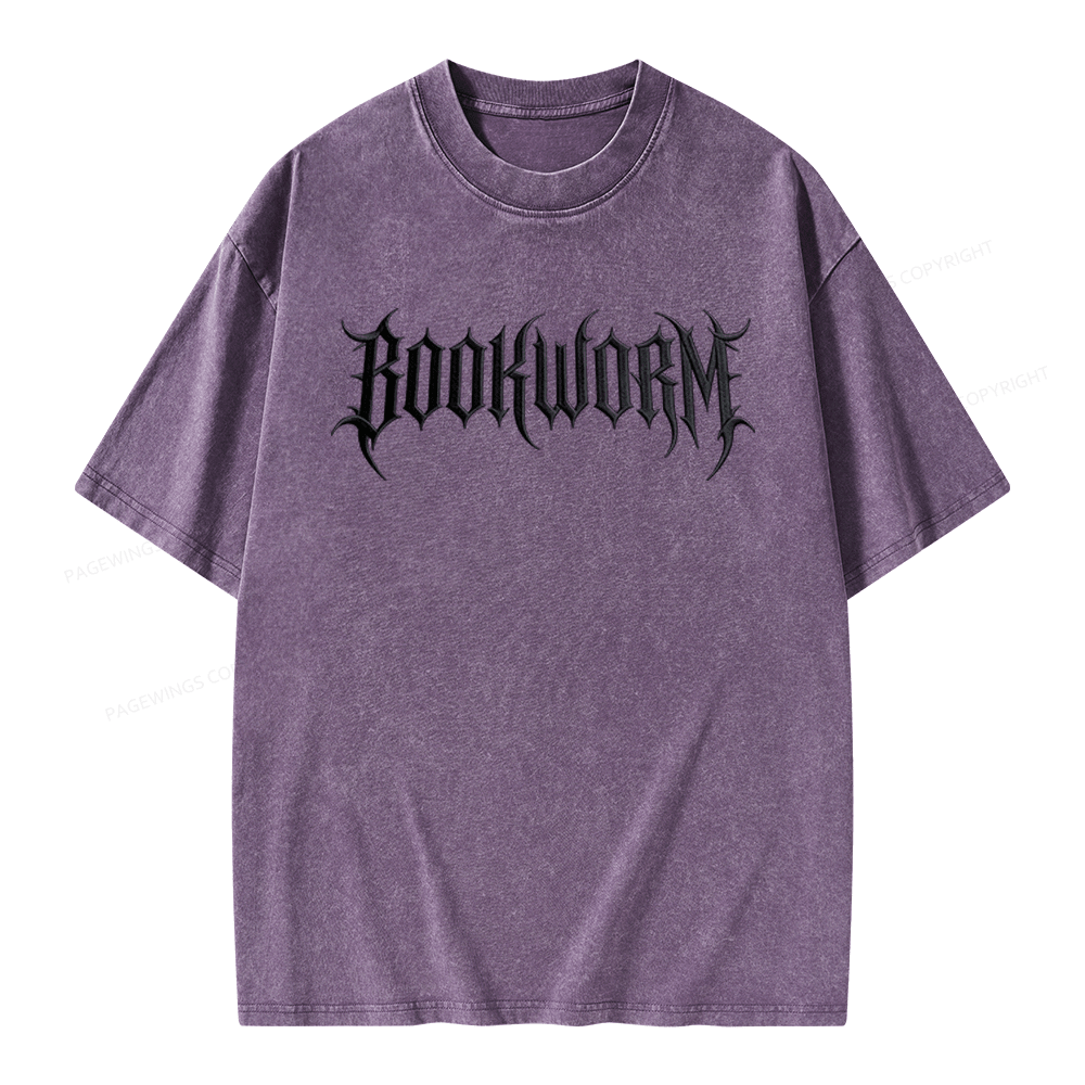 Pagewings Embroidered Bookworm Unisex Washed T-shirt