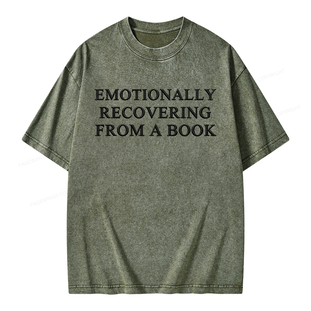 Pagewings Embroidered Emotionally Recovering From a Book Unisex Washed T-shirt