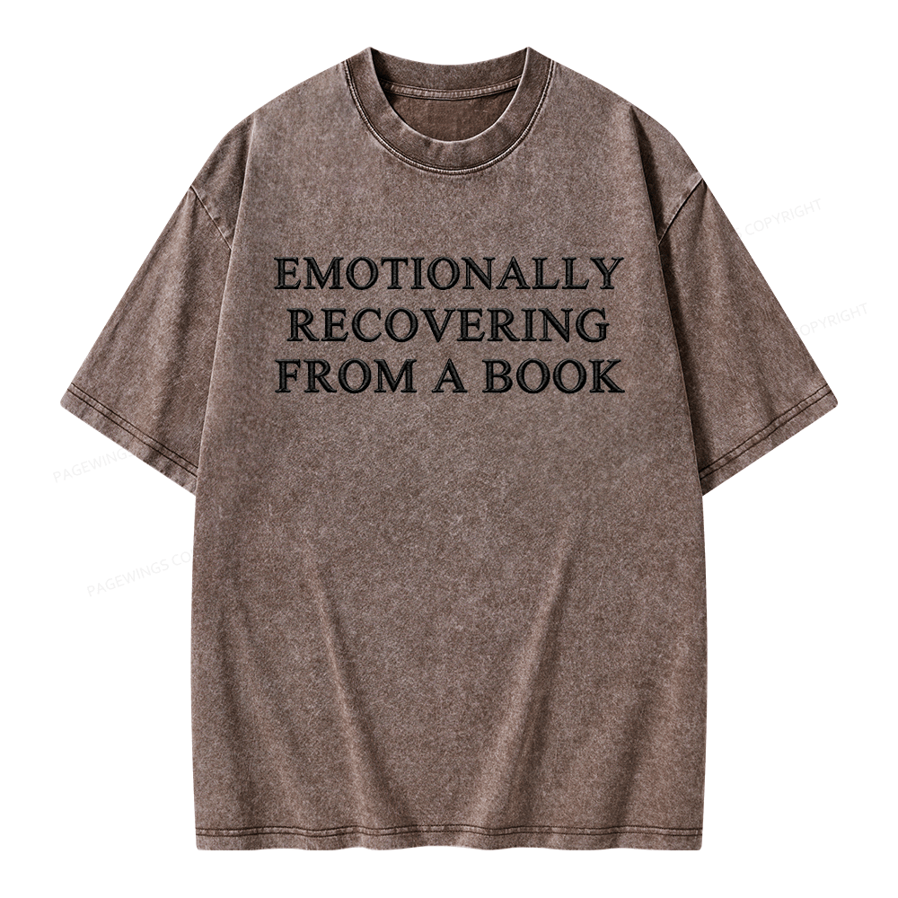 Pagewings Embroidered Emotionally Recovering From a Book Unisex Washed T-shirt
