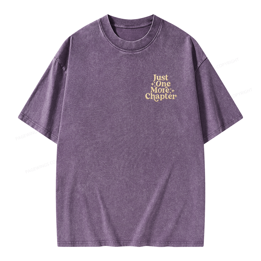 Pagewings Embroidered Just One More Chapter Unisex Washed T-shirt