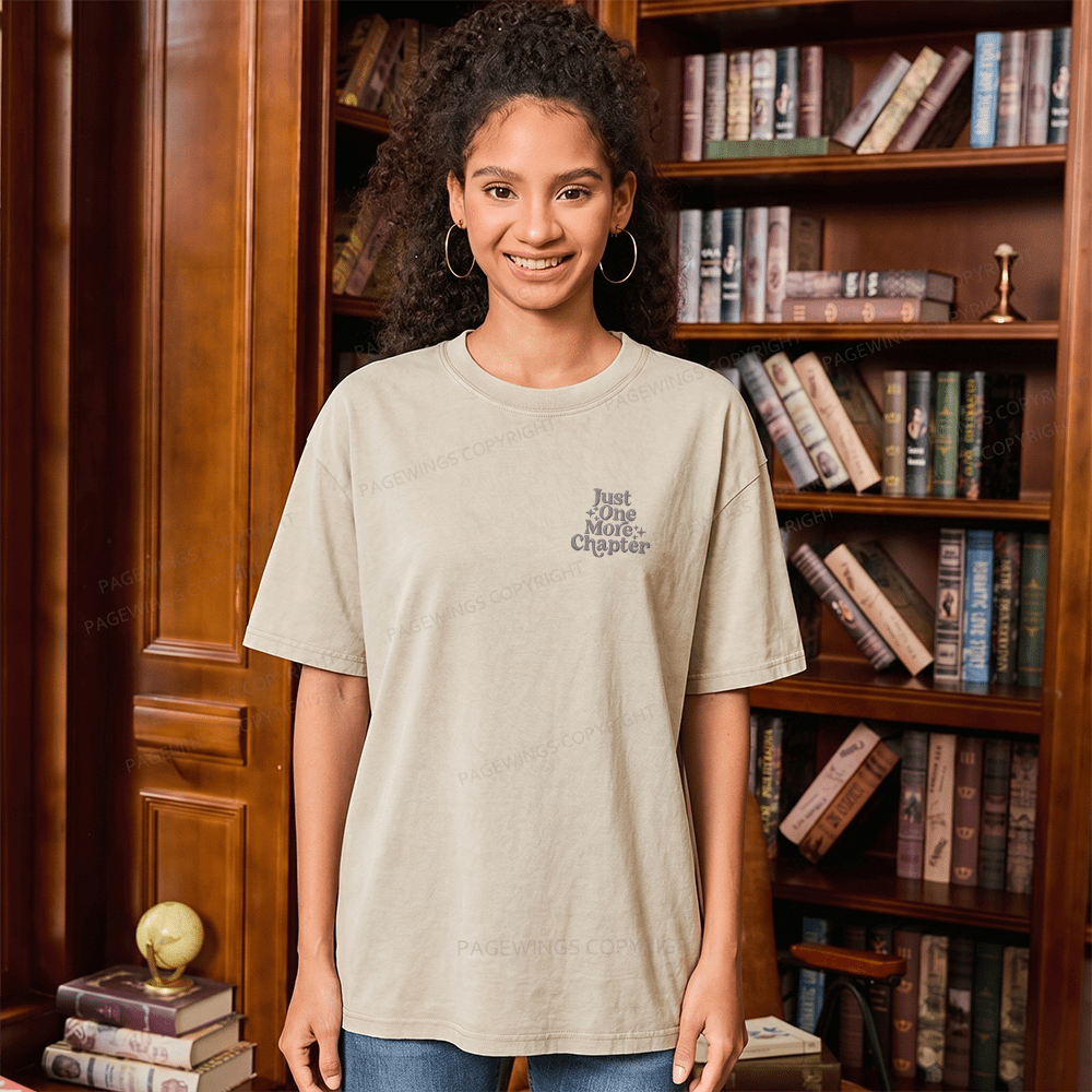 Pagewings Embroidered Just One More Chapter Unisex Washed T-shirt