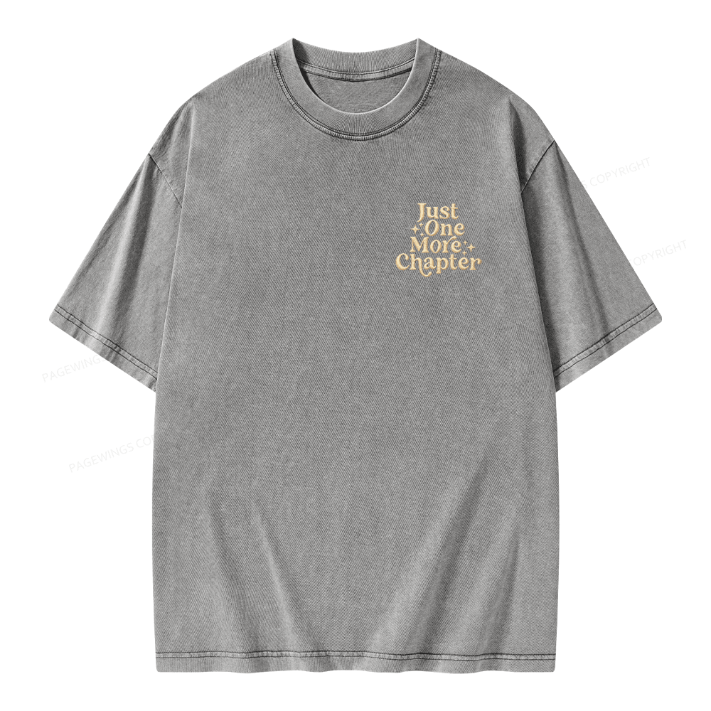 Pagewings Embroidered Just One More Chapter Unisex Washed T-shirt