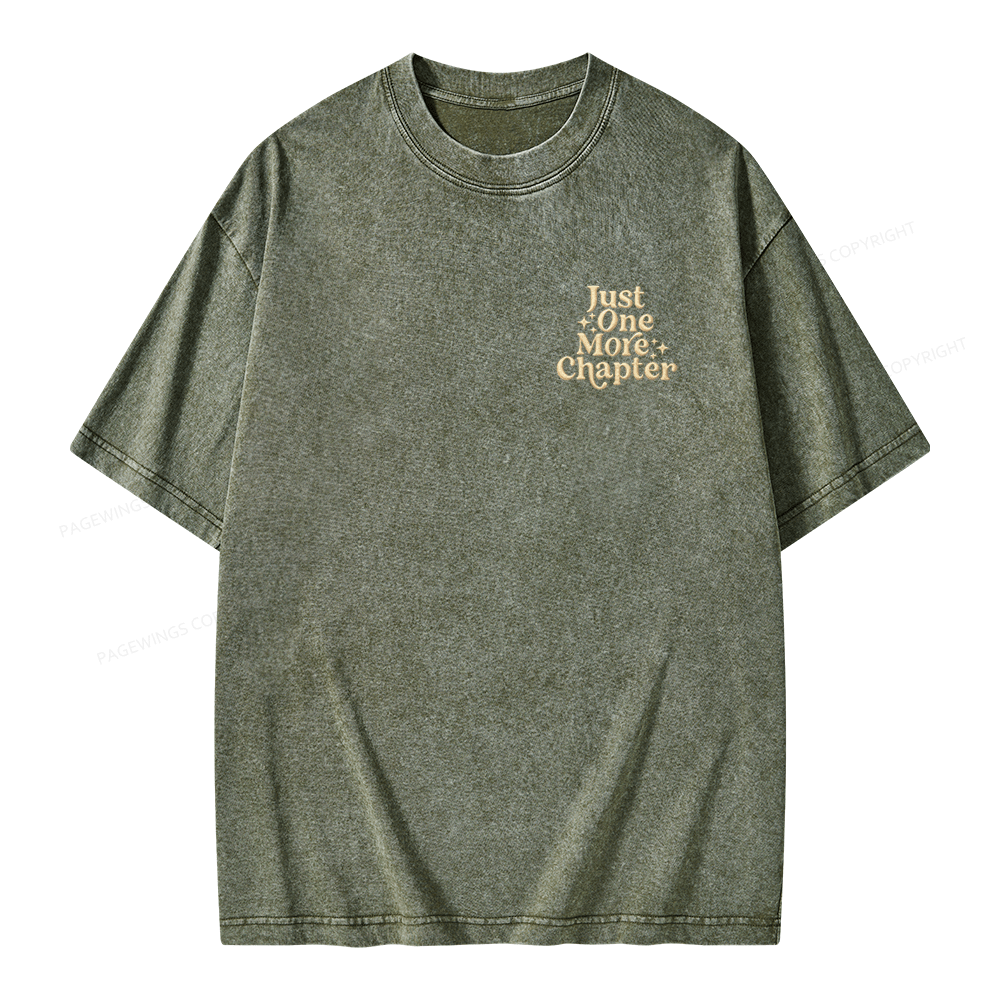 Pagewings Embroidered Just One More Chapter Unisex Washed T-shirt