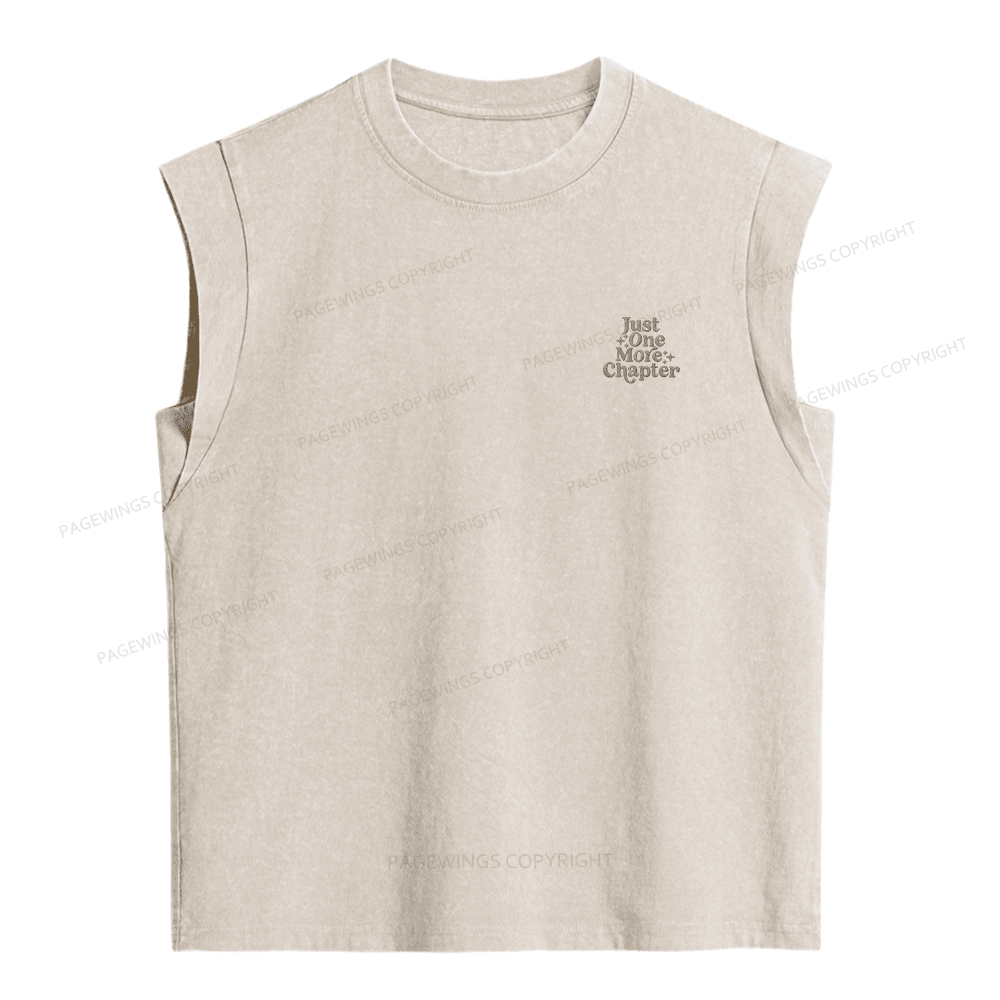 Pagewings Embroidered Just One More Chapter Women's Washed Tank Top