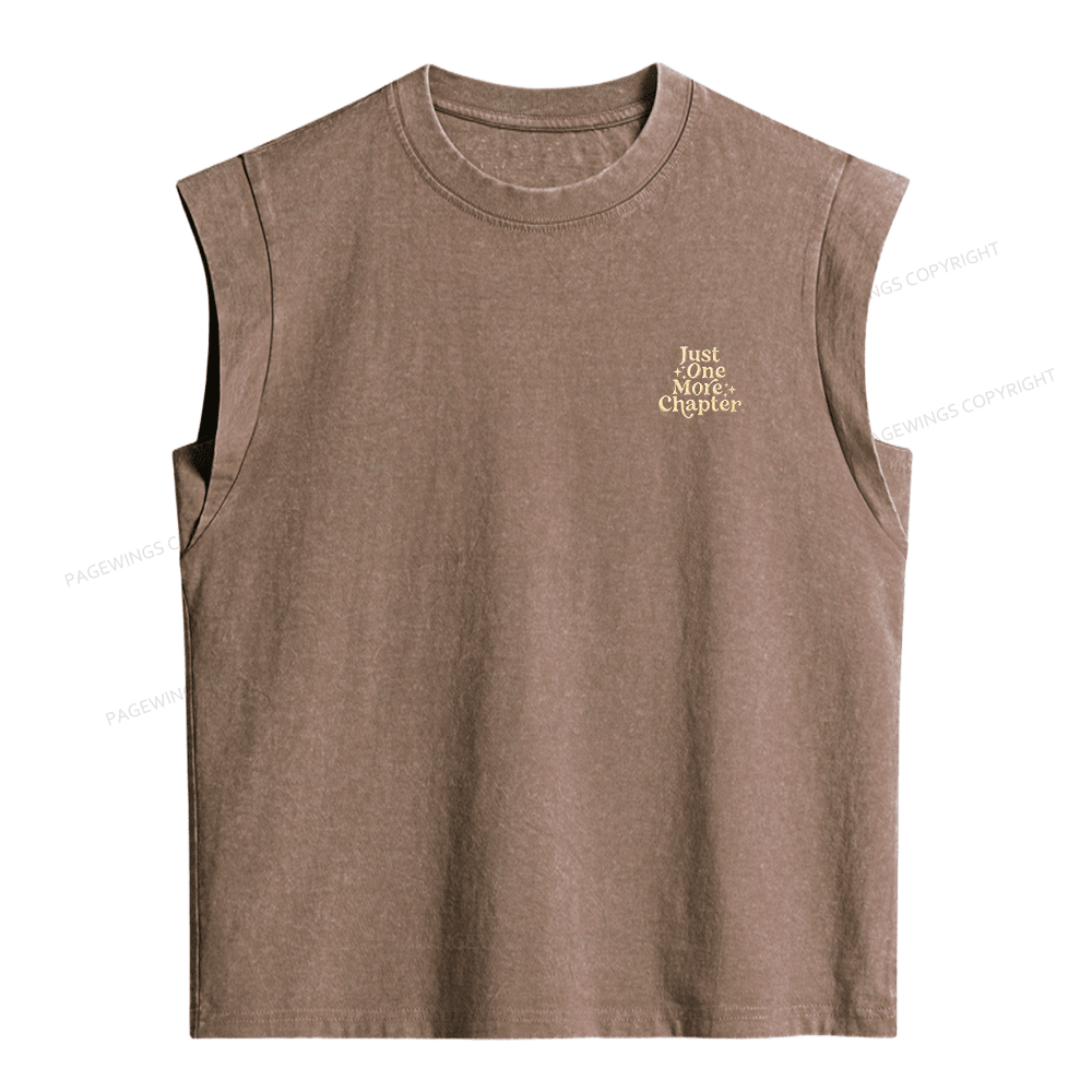 Pagewings Embroidered Just One More Chapter Women's Washed Tank Top