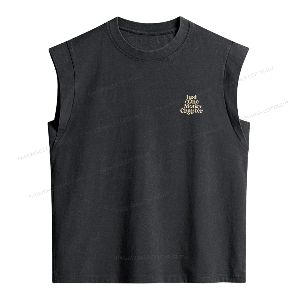 Pagewings Embroidered Just One More Chapter Women's Washed Tank Top