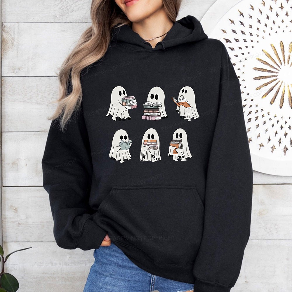 Pagewings Ghost Reading Halloween Unisex Classic Hoodie