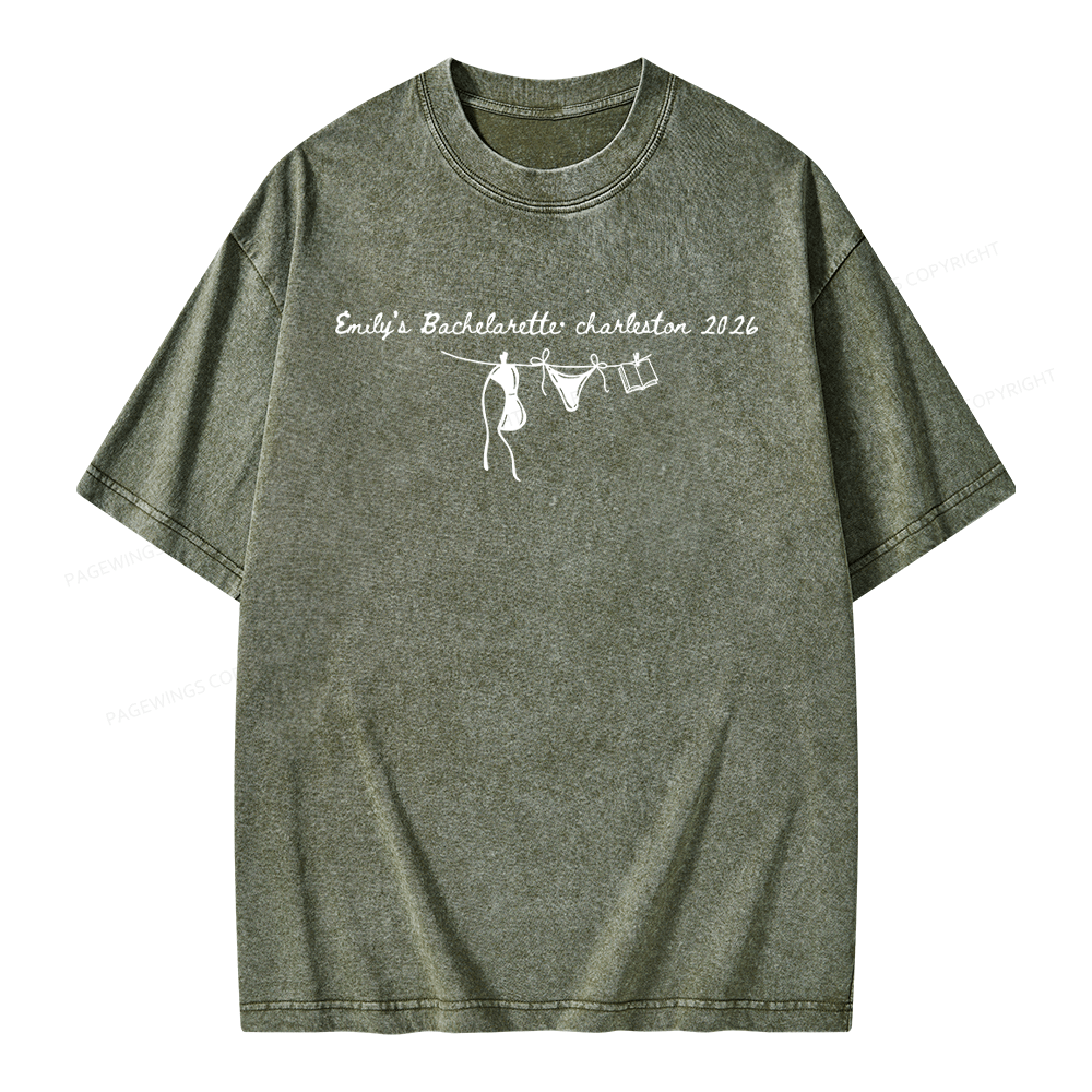 Pagewings Personalized Beach Party Unisex Washed T-shirt