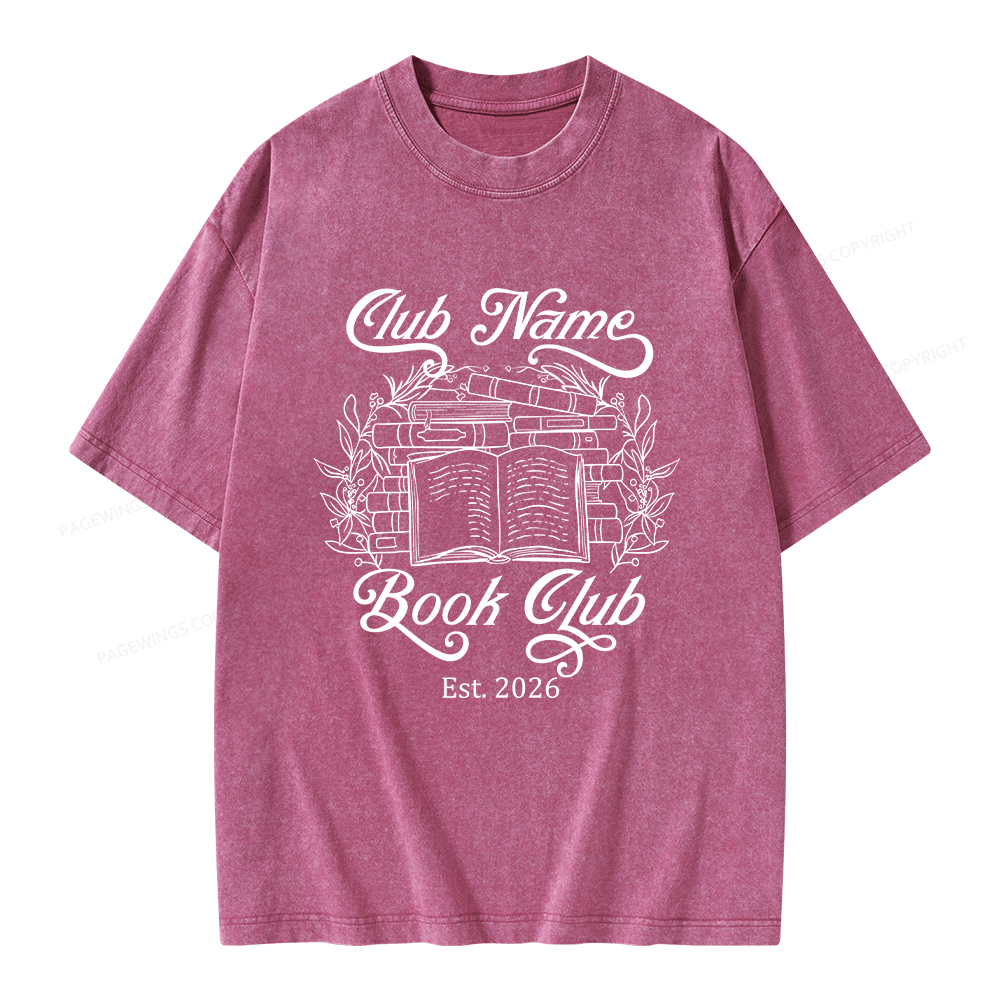Pagewings Personalized Book Club Unisex Washed T-shirt