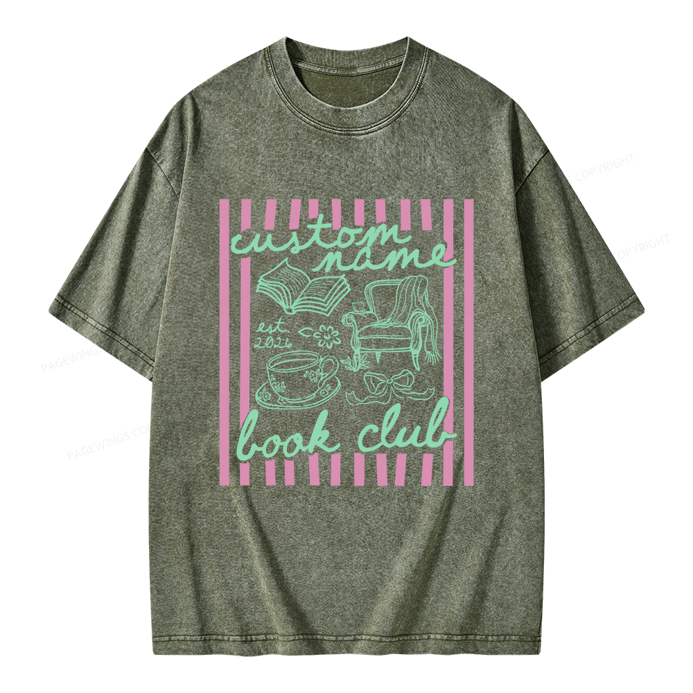 Pagewings Personalized Book Club Unisex Washed T-shirt