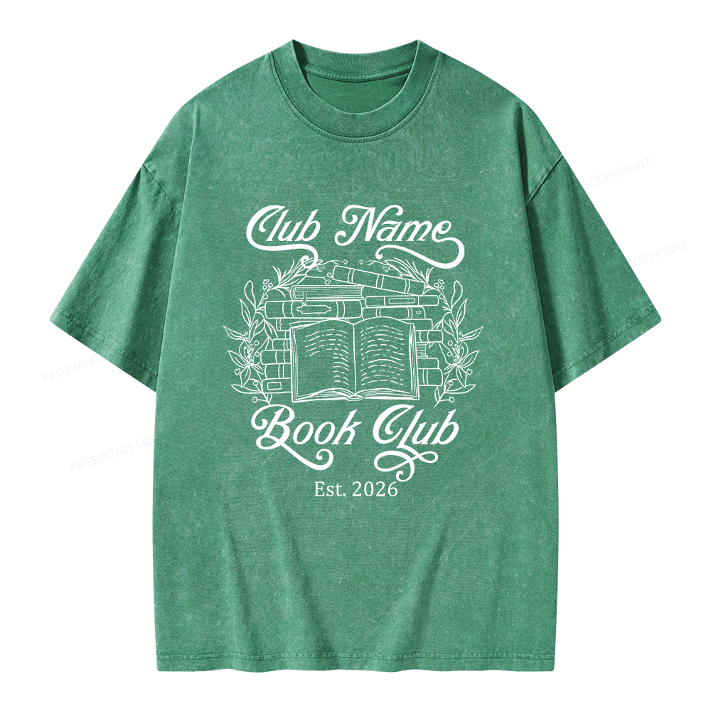 Pagewings Personalized Book Club Unisex Washed T-shirt