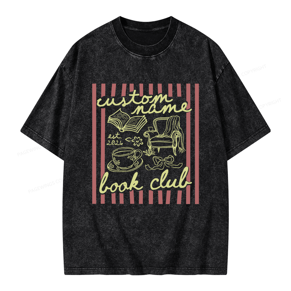 Pagewings Personalized Book Club Unisex Washed T-shirt