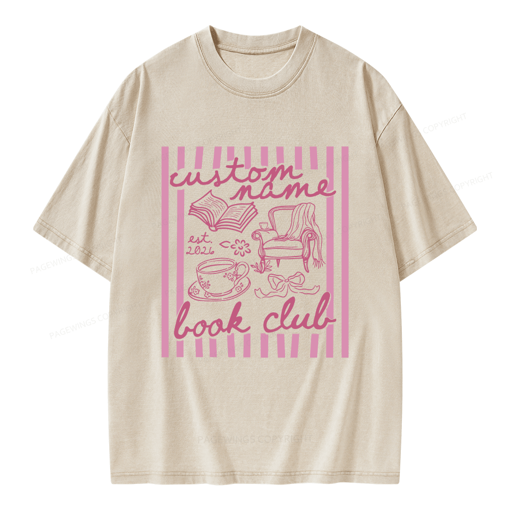 Pagewings Personalized Book Club Unisex Washed T-shirt