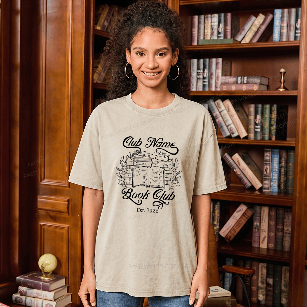 Pagewings Personalized Book Club Unisex Washed T-shirt