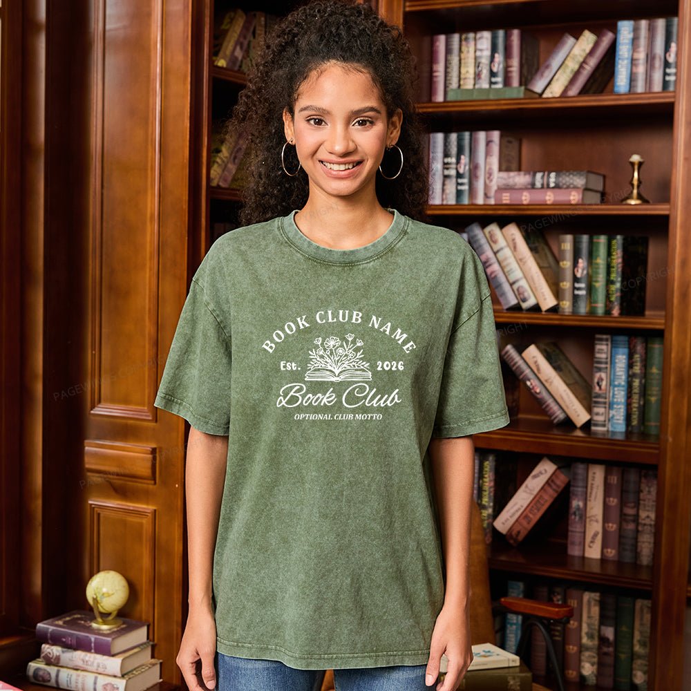 Pagewings Personalized Book Club Unisex Washed T-shirt
