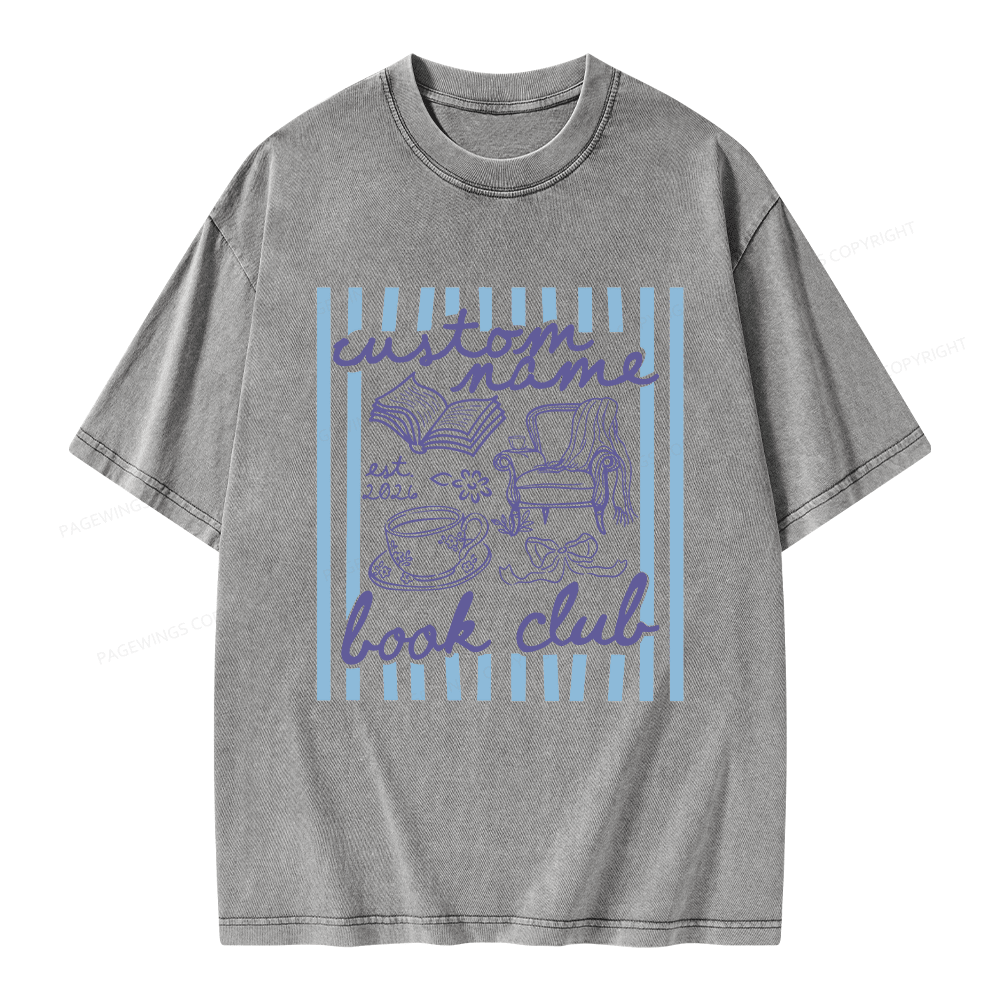 Pagewings Personalized Book Club Unisex Washed T-shirt