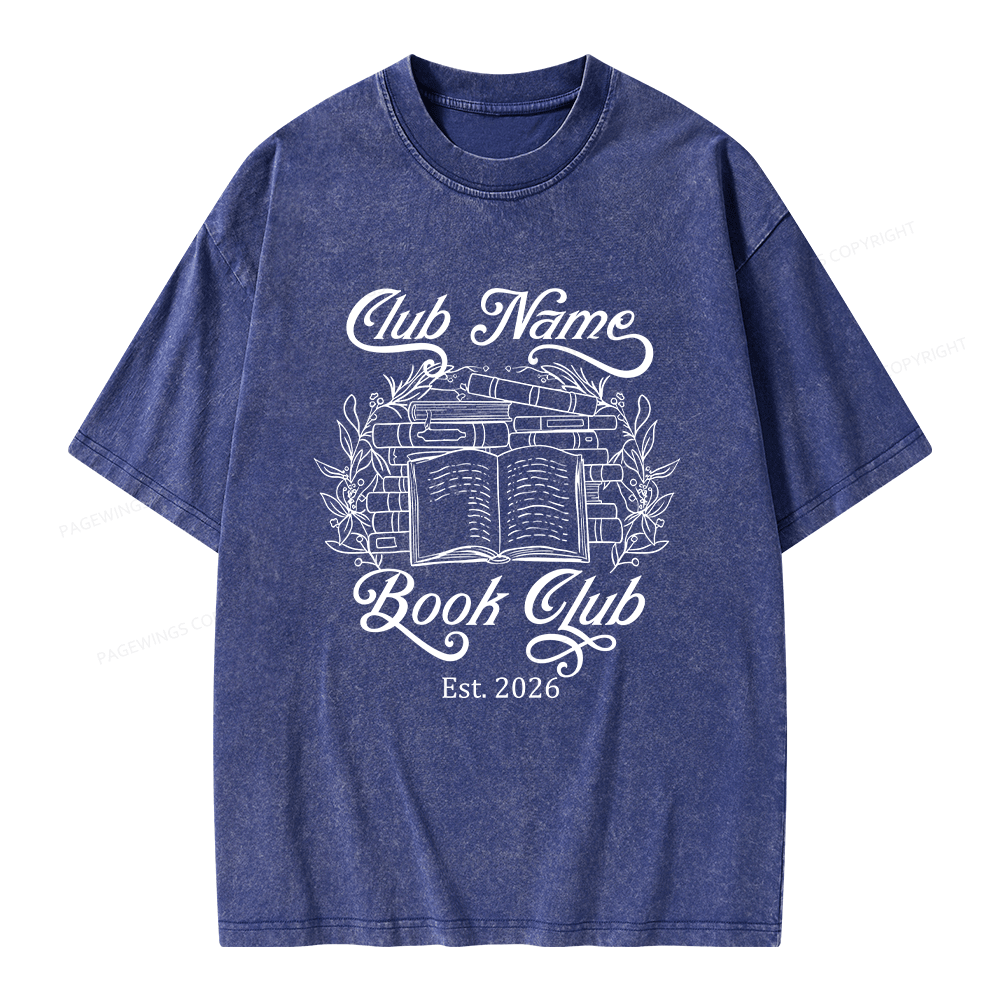 Pagewings Personalized Book Club Unisex Washed T-shirt