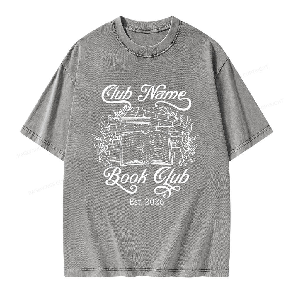 Pagewings Personalized Book Club Unisex Washed T-shirt