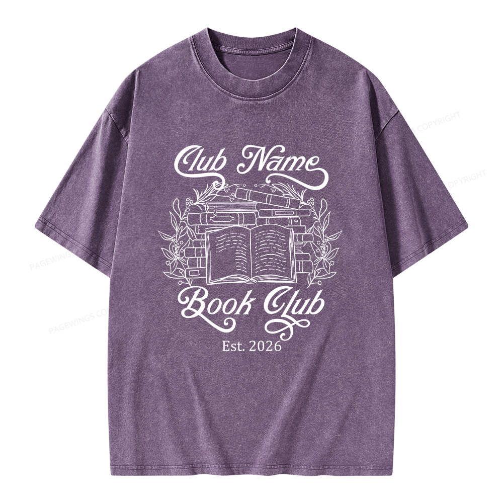 Pagewings Personalized Book Club Unisex Washed T-shirt