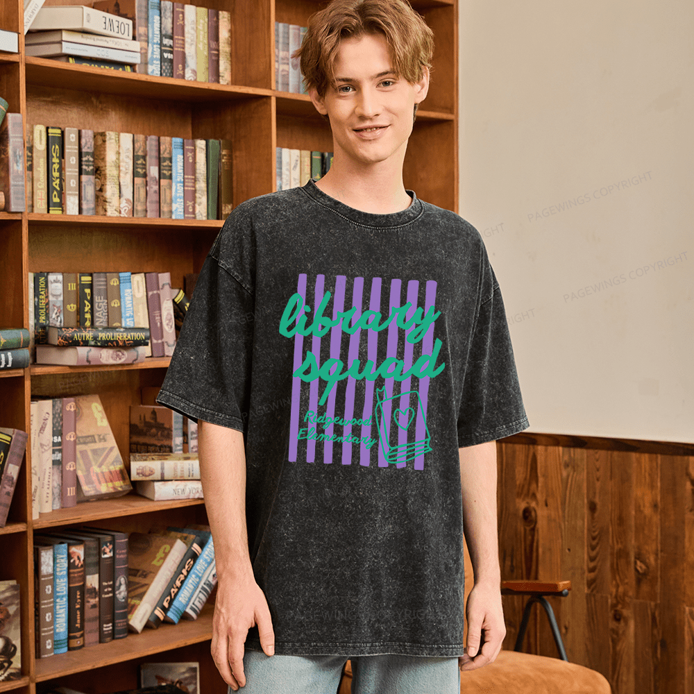 Pagewings Personalized Librarian Unisex Washed T-shirt