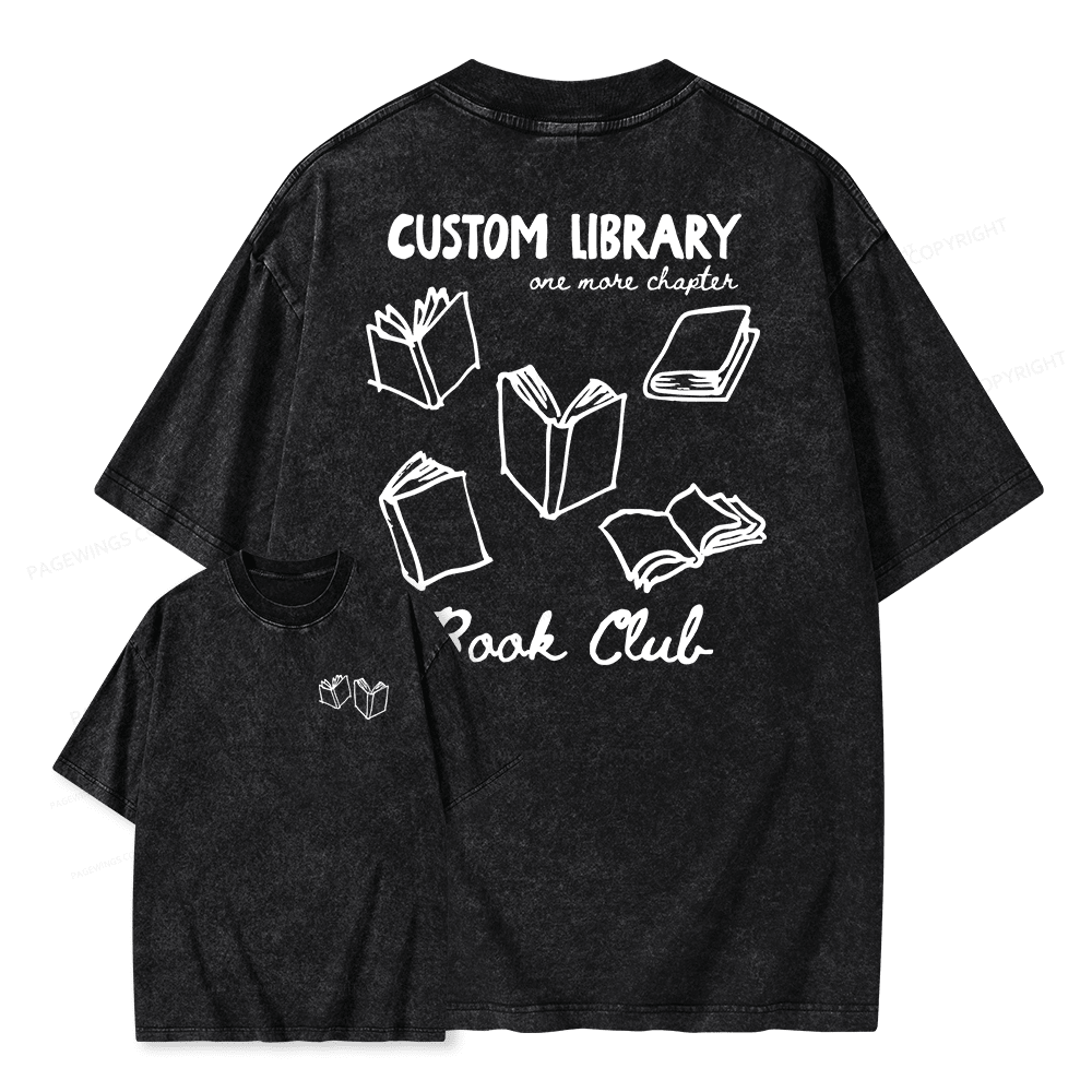 Pagewings Personalized Library Book Club Unisex Washed T-shirt