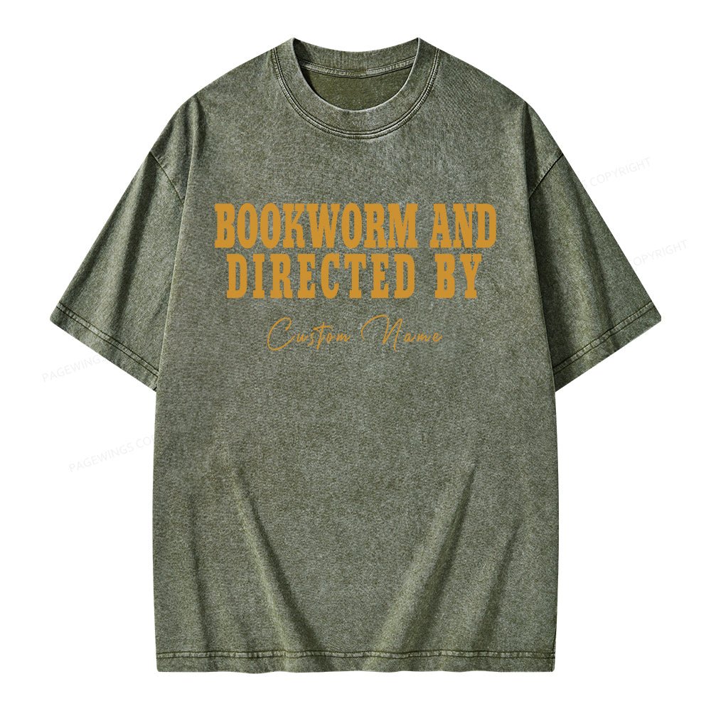 Pagewings Personalized Name Bookworm and Midnight Reader Unisex Washed T-shirt