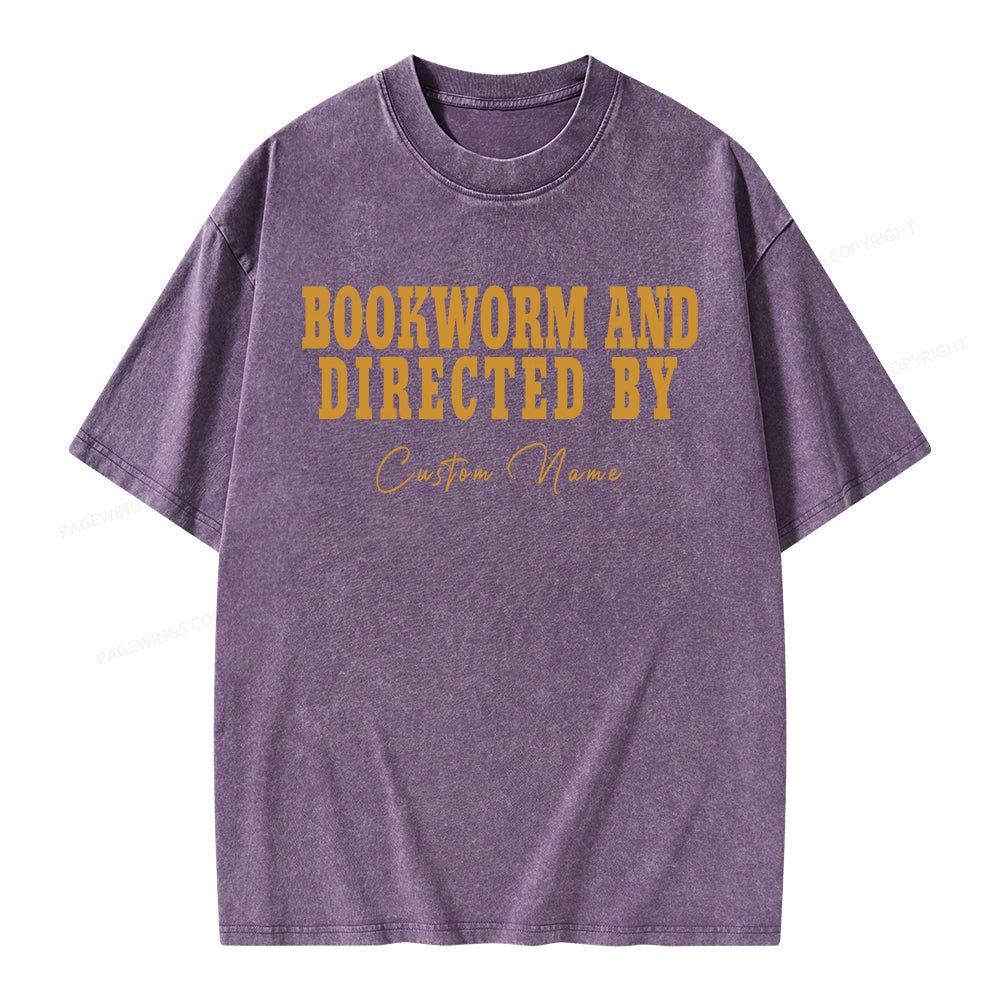 Pagewings Personalized Name Bookworm and Midnight Reader Unisex Washed T-shirt