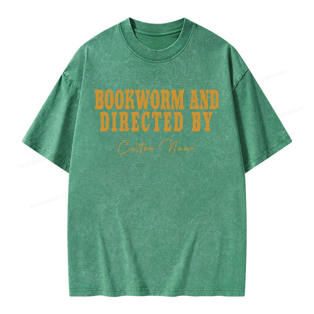 Pagewings Personalized Name Bookworm and Midnight Reader Unisex Washed T-shirt