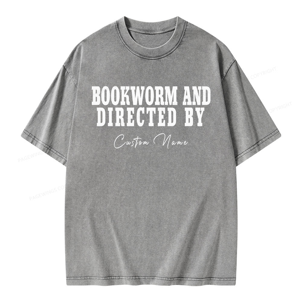 Pagewings Personalized Name Bookworm and Midnight Reader Unisex Washed T-shirt