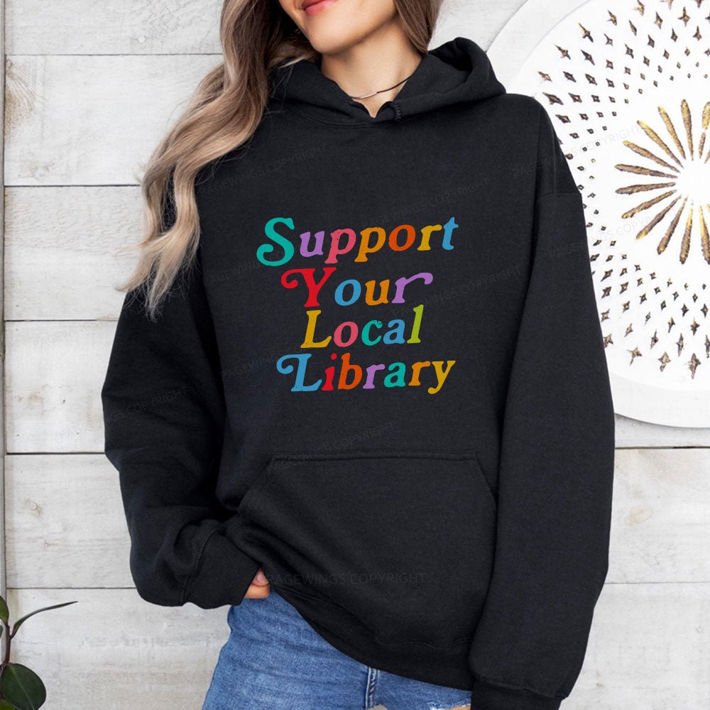 Pagewings Support Your Local Library Unisex Classic Hoodie