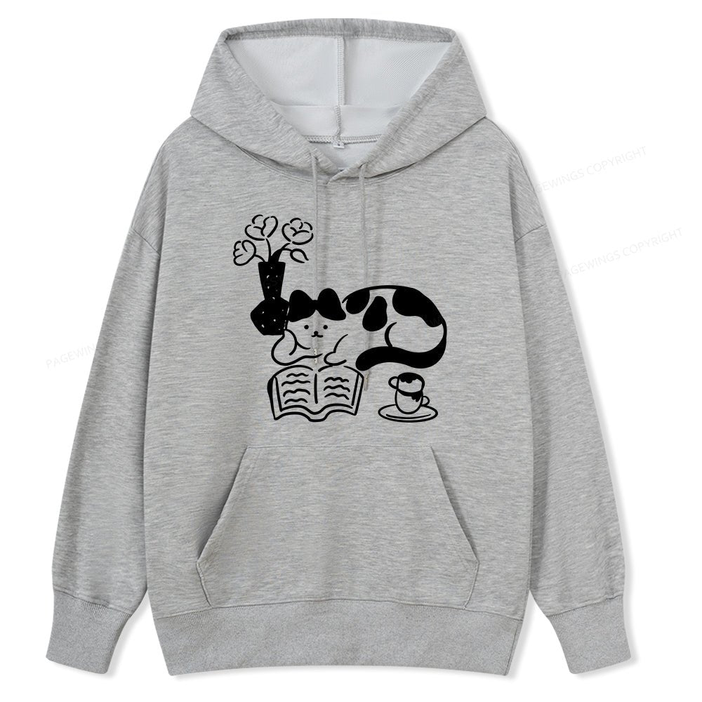 Pagewings The Cat Who Loves Reading Unisex Classic Hoodie