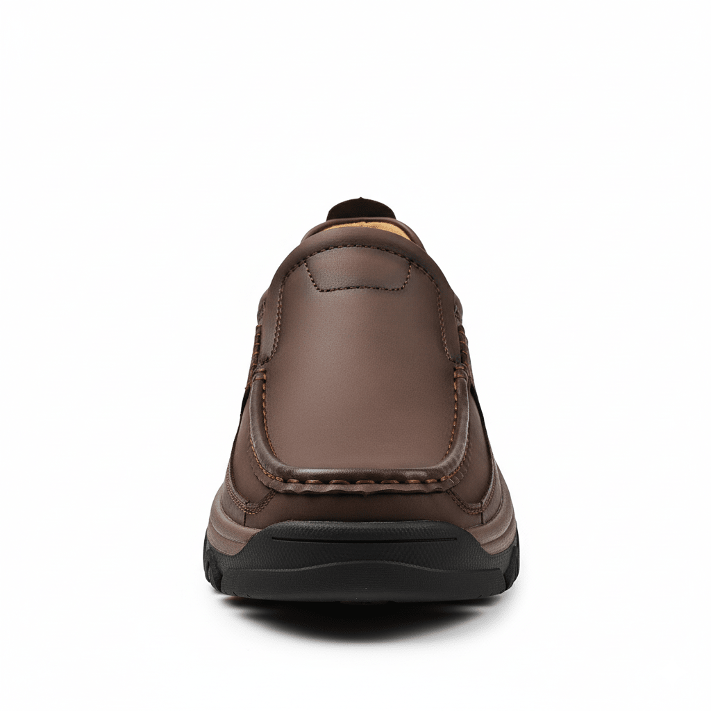 Men’s Orthopedic Wide-Fit Genuine Leather Slip-On Shoes – Supportive Comfort Loafers