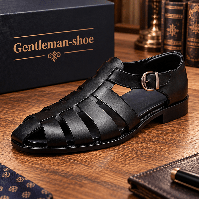 Summer Fashion Genuine Leather Casual Men's Buckle Sandals