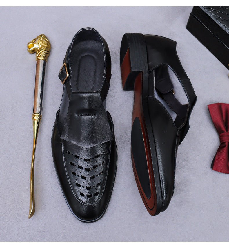 Summer men's retro hollow leather sandals