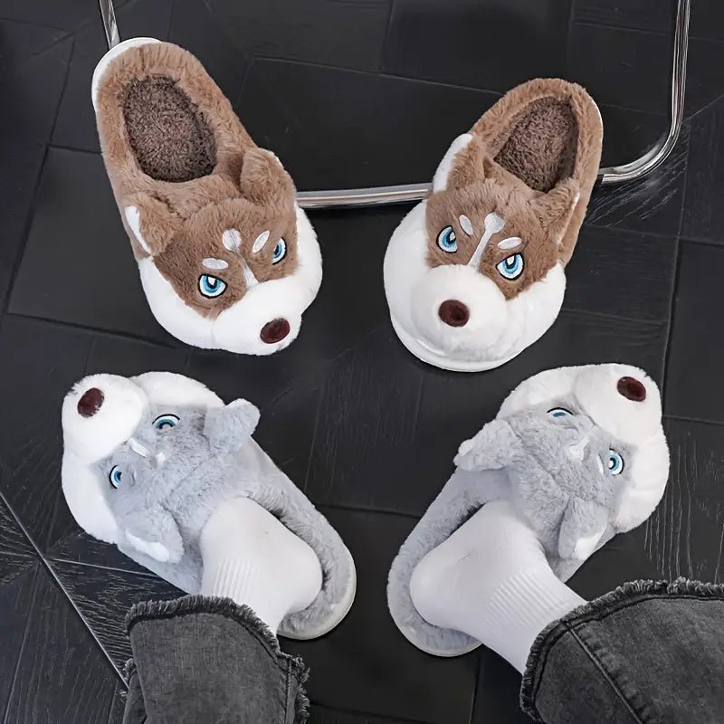 Warm & Cozy Husky-Shaped Plush Slippers Indoor/Outdoor Wear for Men & Women