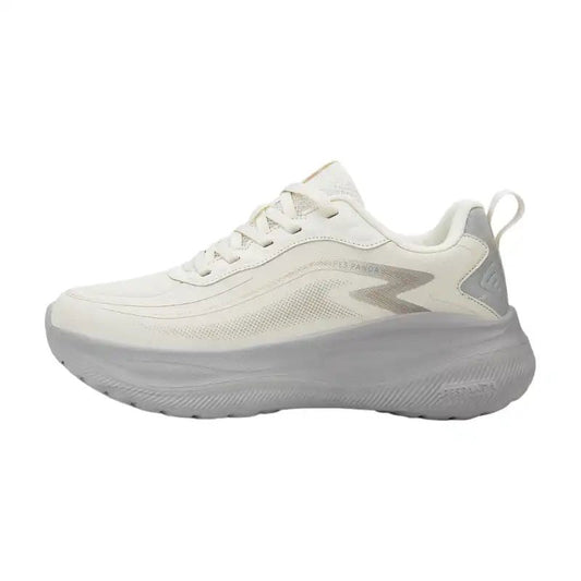 White & Gray Breathable Walking Shoes – Soft Sole Shock-Absorbing Running Sneakers with Durable Wear-Resistant Outsole - oscloudgo