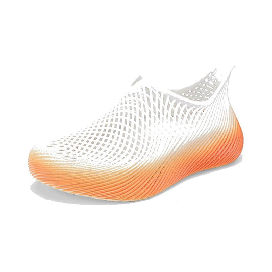 White & Orange Gradient Water Shoes – Breathable Lightweight Slip-On Quick-Dry Shoes - oscloudgo