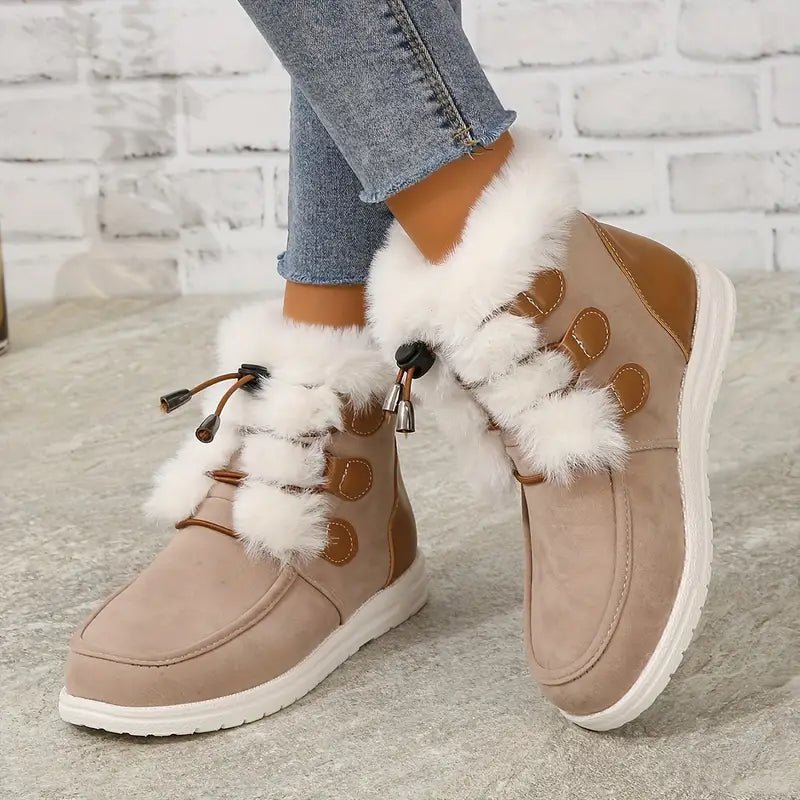 🎉Winter Sale 54% OFF - Women's Furry Plush Lined Winter Warm Drawstring Snow Boots - oscloudgo