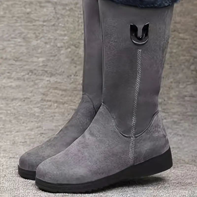Women's Cozy Fleece-Lined Non-Slip Snow Boots with Side Zipper Closure
