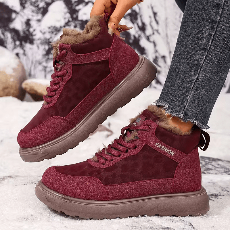 Women's Cozy Leopard Print Thick-Soled Winter Warm Plush Ankle Boots Outdoor Shoes for Home, Office, Casual