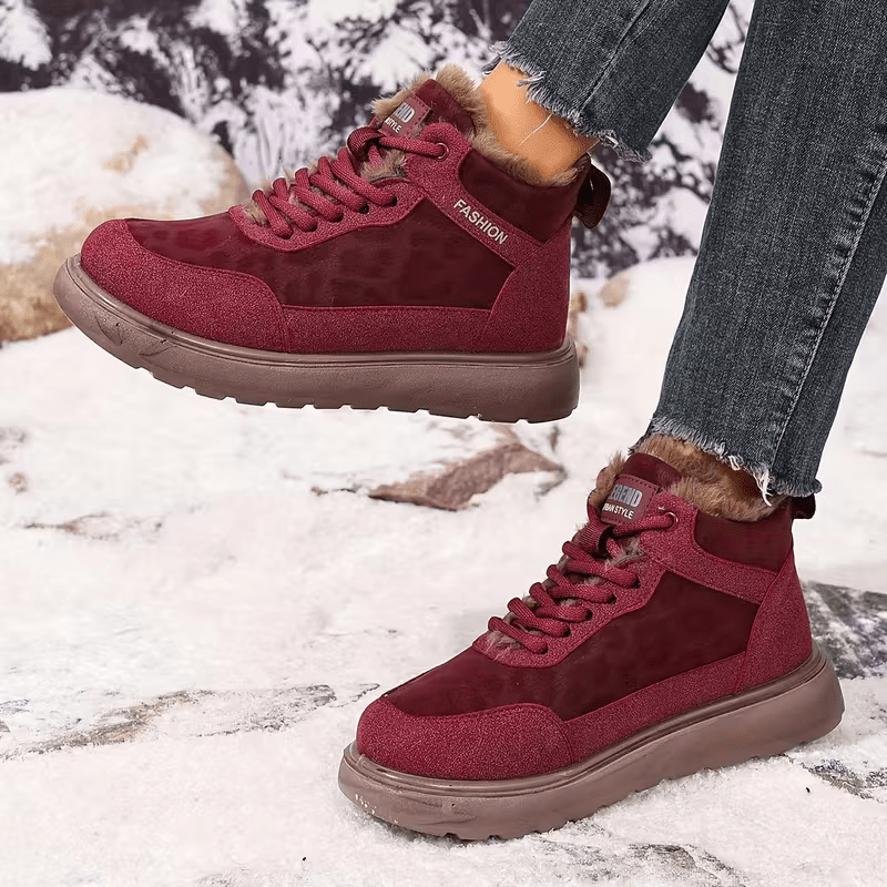 Women's Cozy Leopard Print Thick-Soled Winter Warm Plush Ankle Boots Outdoor Shoes for Home, Office, Casual
