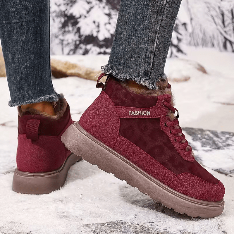 Women's Cozy Leopard Print Thick-Soled Winter Warm Plush Ankle Boots Outdoor Shoes for Home, Office, Casual