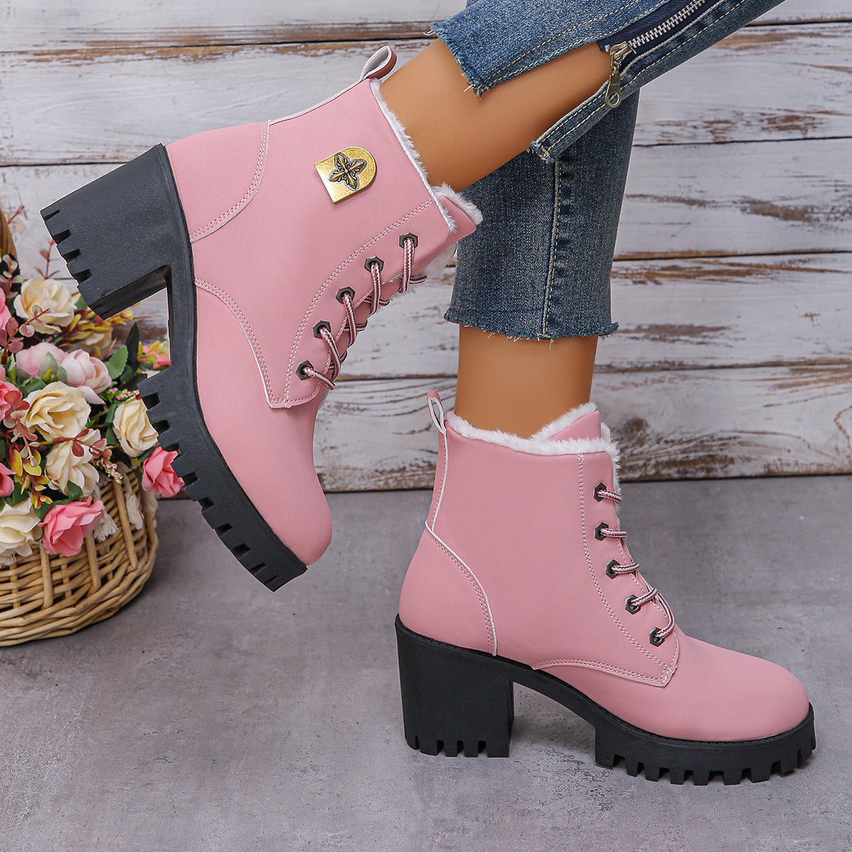 Women's Elegant & Stylish & Warm thick heel Ankle Boots